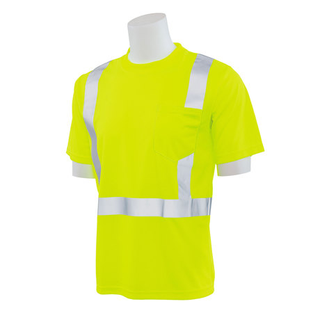 Erb Safety T-Shirt, Birdseye Mesh, Short Slv, Class 2 9006SUV50, Hi-Viz Lime, MD 62550